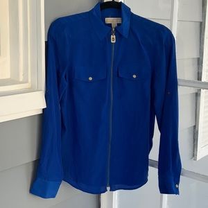 Michael Kors double pocket zip up collared blouse